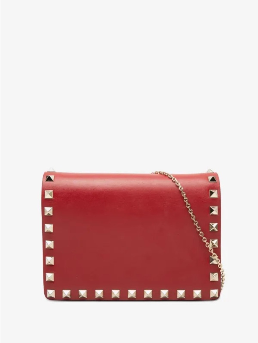 Valentino Garavani Red Leather Rockstud Chain Pouch